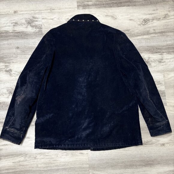 70s Vintage Studded Dagger Collar Blue Velvet Jacket Men’s L Rock Concert Stage - Picture 5 of 12